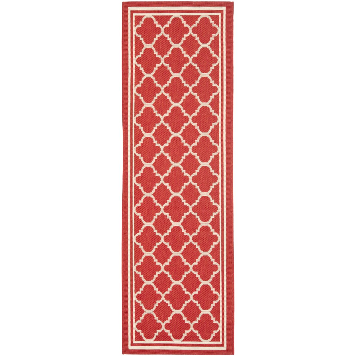 SAFAVIEH Outdoor CY6918-248 Courtyard Collection Red / Bone Rug - 2' 3 X 18'
