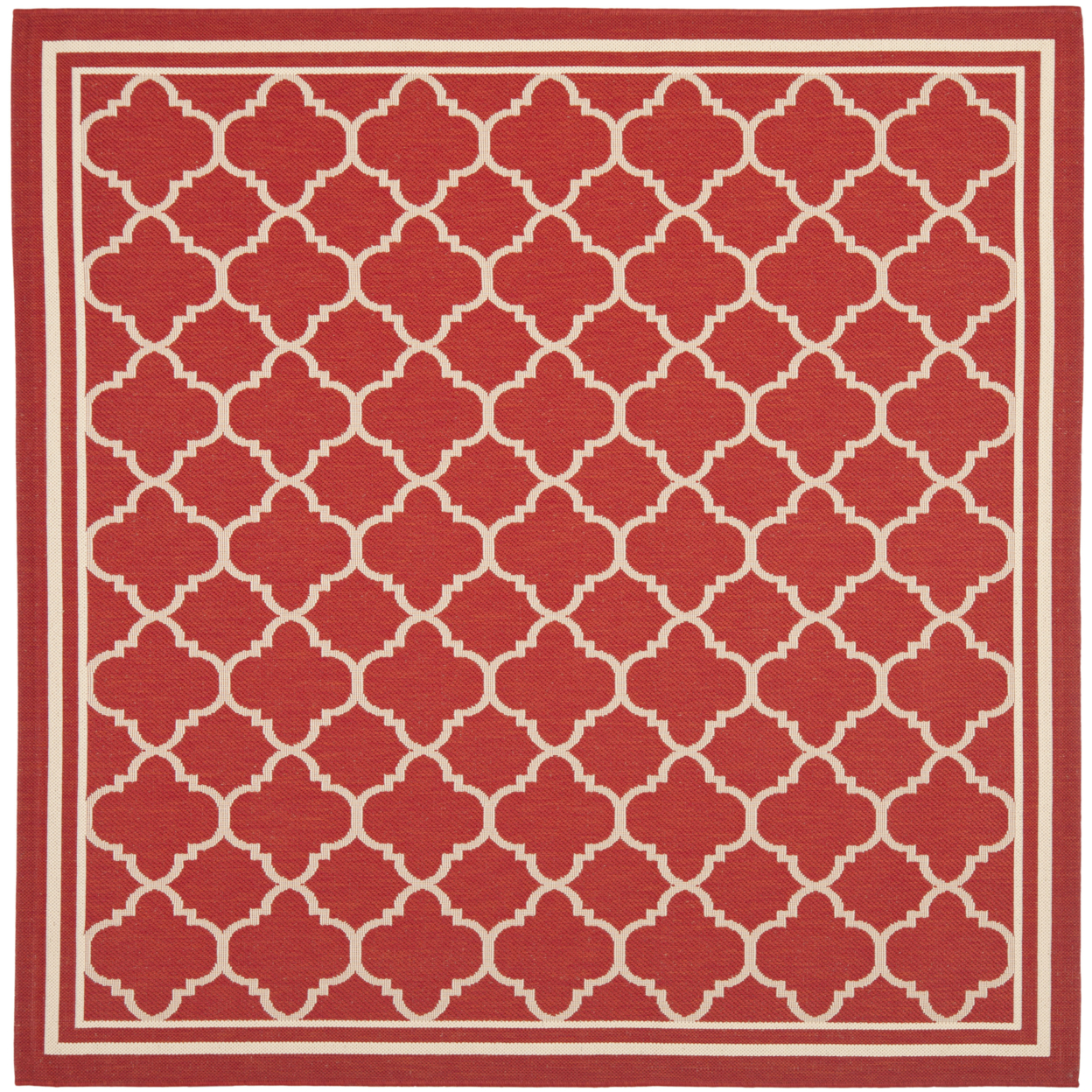 SAFAVIEH Outdoor CY6918-248 Courtyard Collection Red / Bone Rug - 5' 3 Square