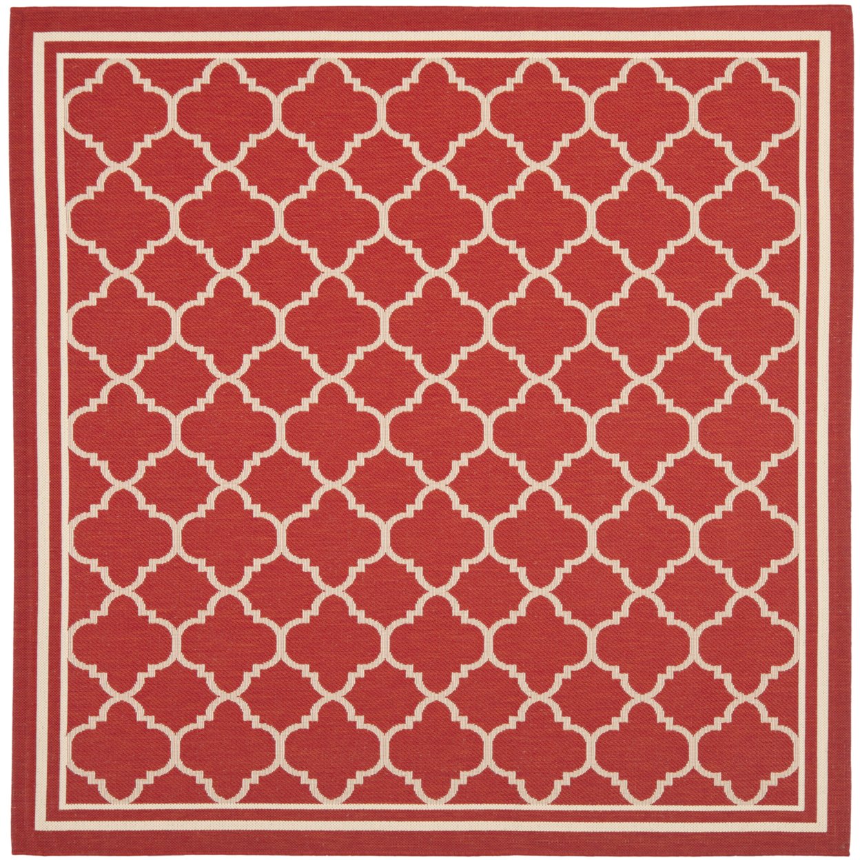 SAFAVIEH Outdoor CY6918-248 Courtyard Collection Red / Bone Rug - 6' 7 Square