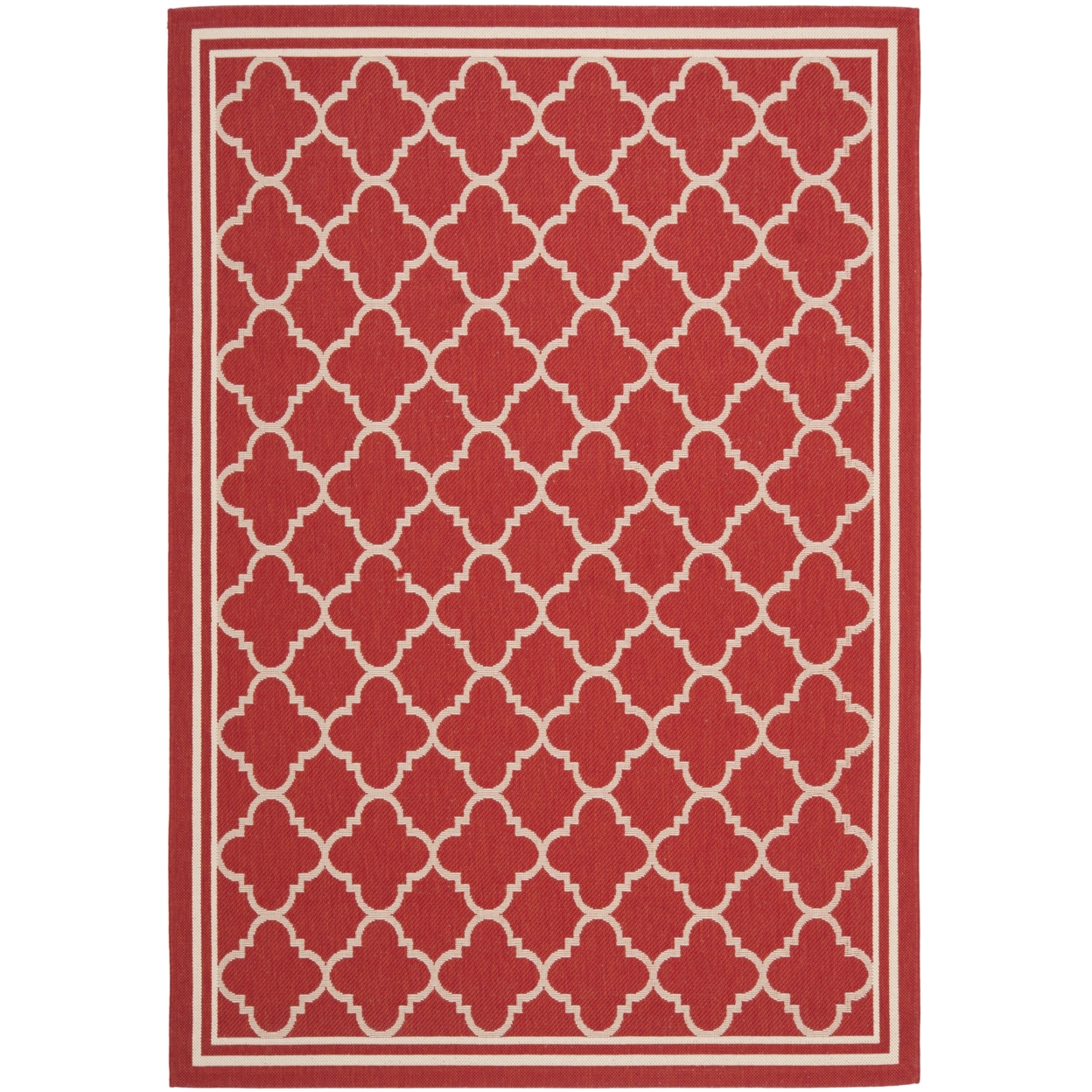 SAFAVIEH Outdoor CY6918-248 Courtyard Collection Red / Bone Rug - 4' X 5' 7