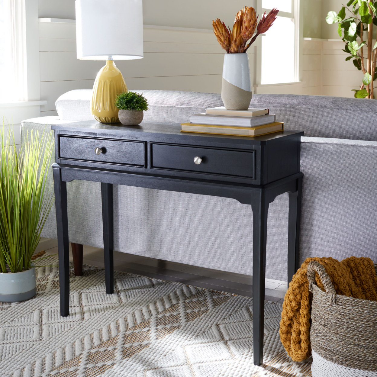SAFAVIEH Opal 2-Drawer Console Table Black