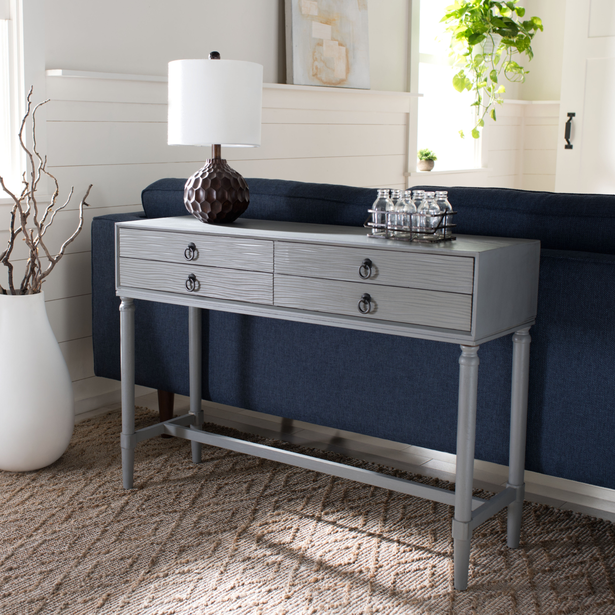 SAFAVIEH Aliyah 4-Drawer Console Table Distressed / Grey