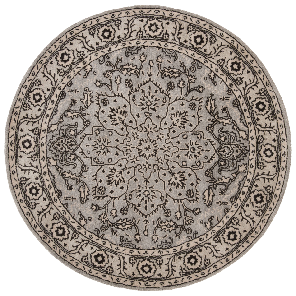 SAFAVIEH Antiquity AT58A Handmade Grey / Beige Rug - 6' Round