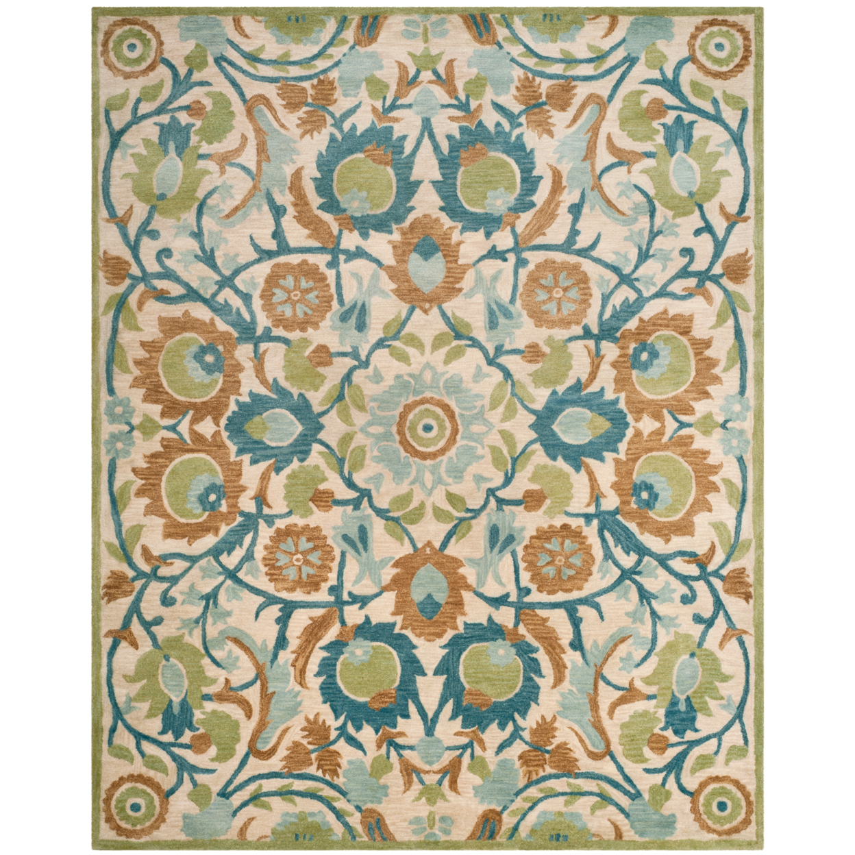 SAFAVIEH AT59A Antiquity Ivory / Green - 9' X 12'