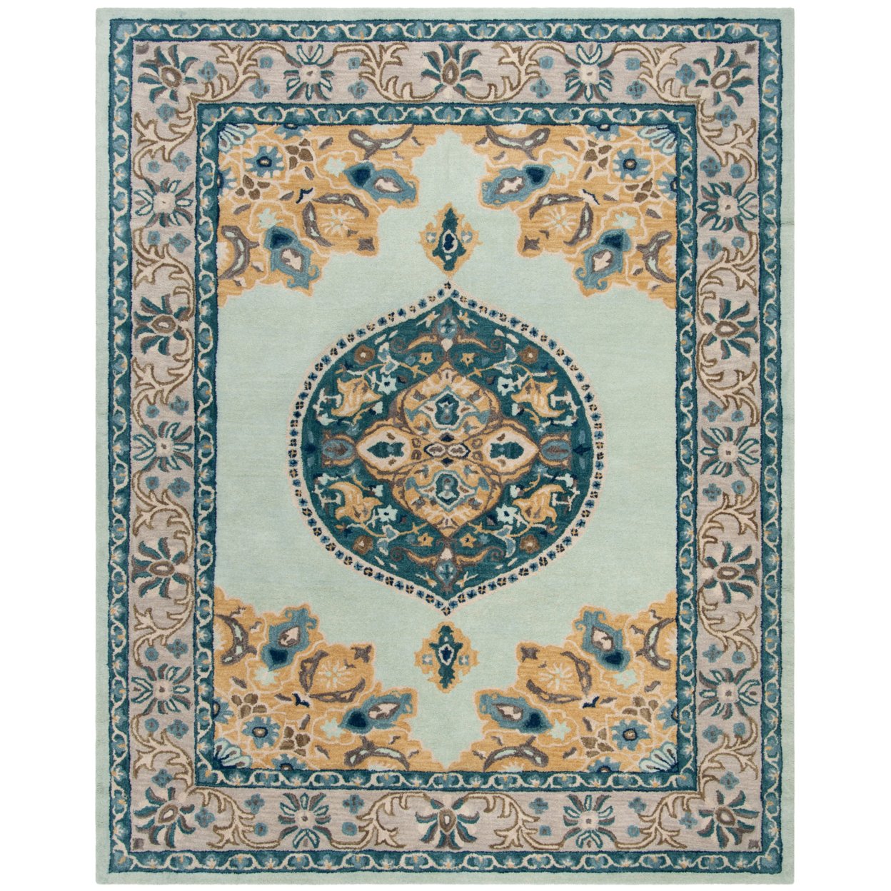 SAFAVIEH AT66K Antiquity Turquoise / Silver - 6' X 9'