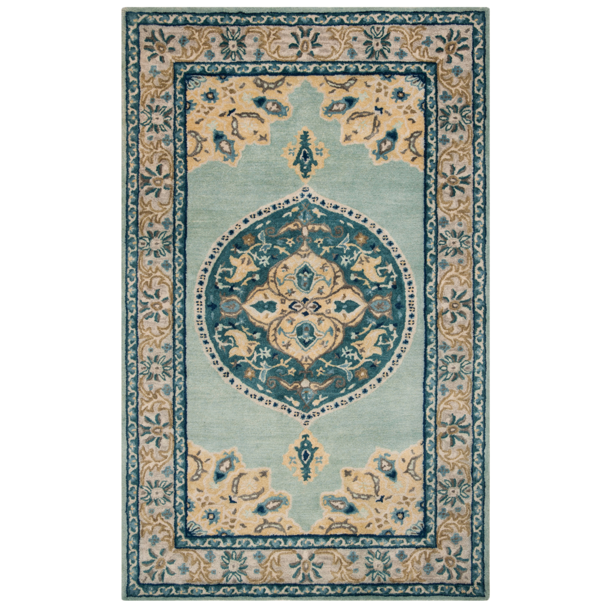 SAFAVIEH AT66K Antiquity Turquoise / Silver - 3' X 5'
