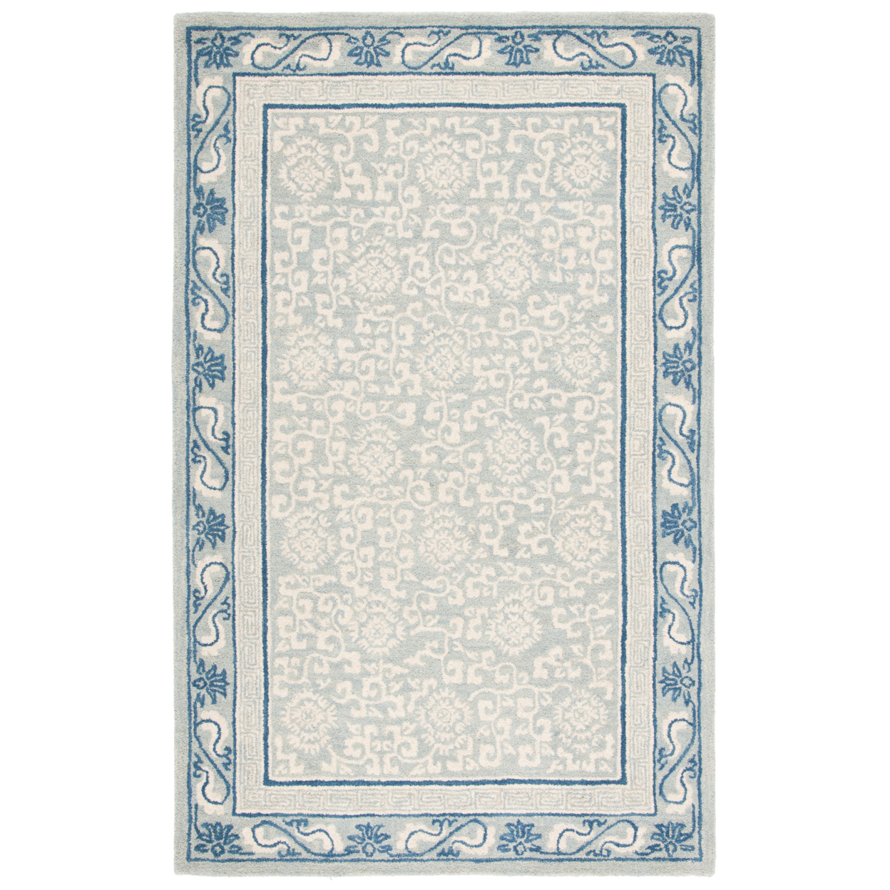 SAFAVIEH Antiquity AT860L Handmade Light Blue /Ivory Rug - 6' Square