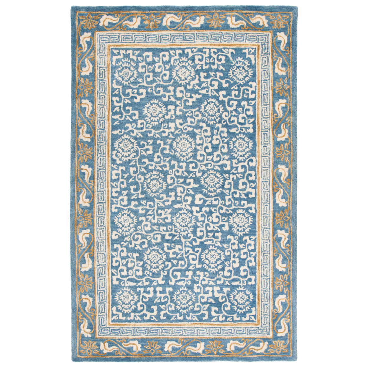 SAFAVIEH Antiquity AT860M Handmade Blue / Ivory Rug - 6' Square