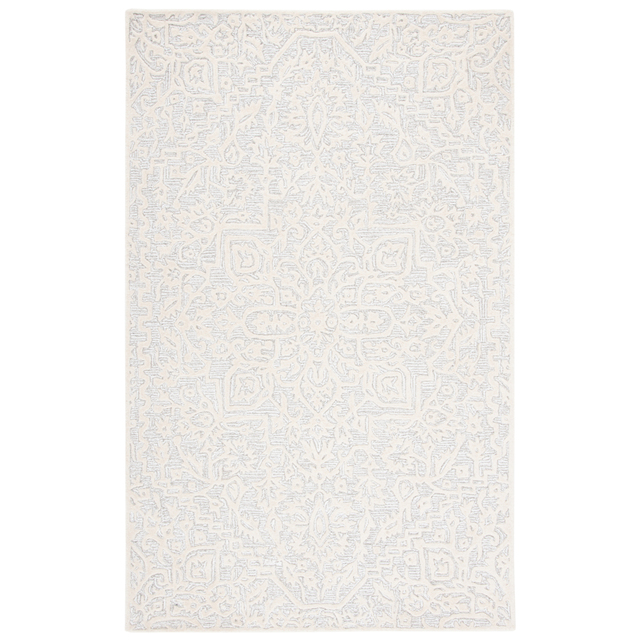 SAFAVIEH Antiquity AT861G Handmade Silver / Ivory Rug - 6' Square