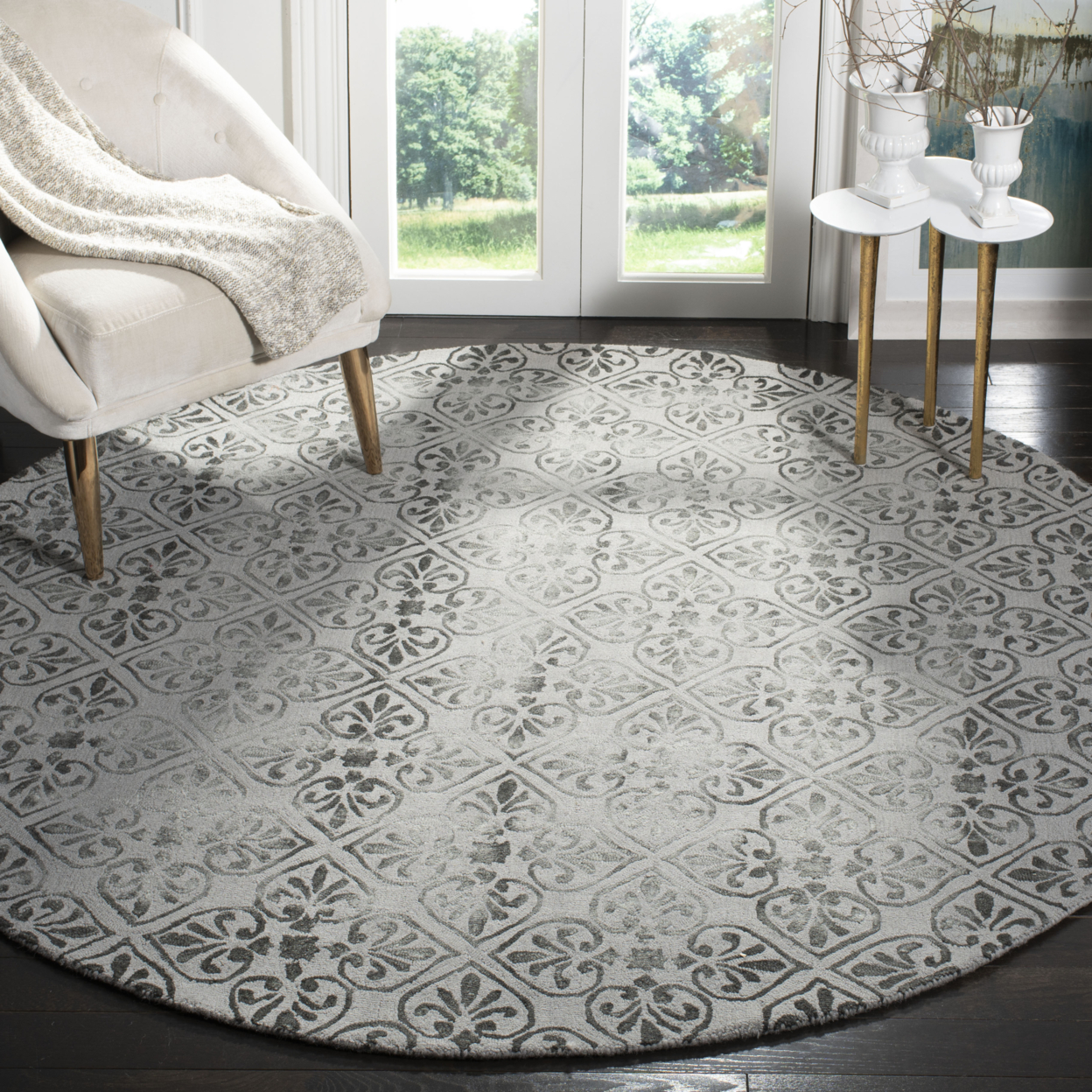 SAFAVIEH Dip Dye Collection DDY101A Handmade Grey Rug - 7' Square