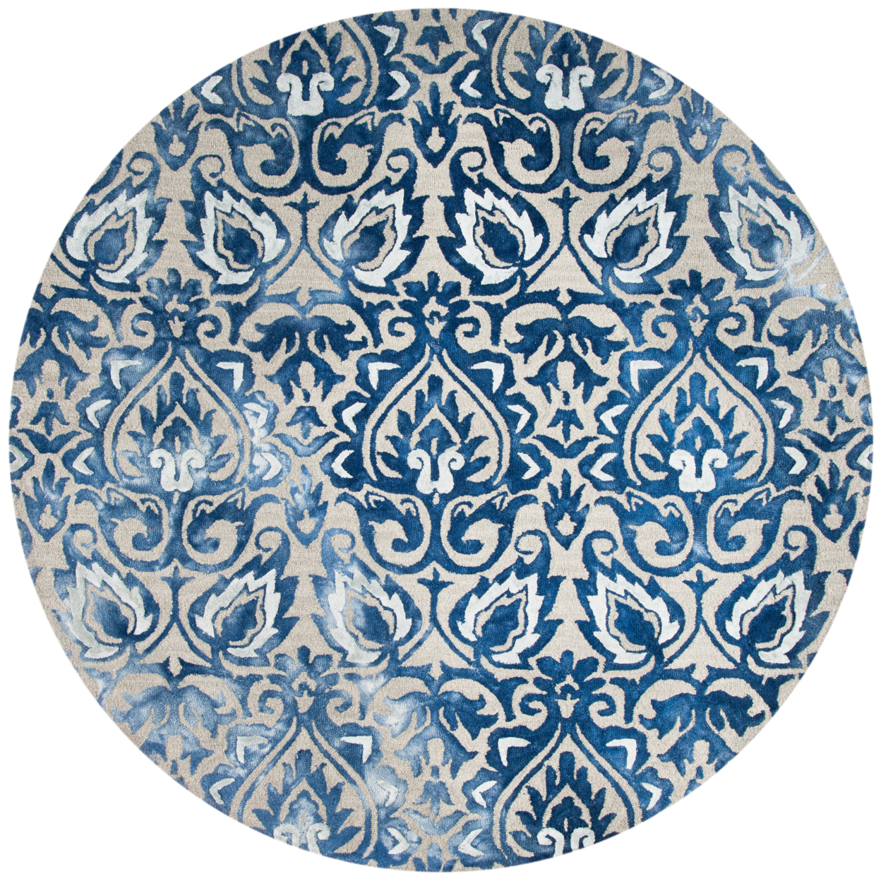 SAFAVIEH Dip Dye DDY511K Handmade Royal Blue / Beige Rug - 7' Round