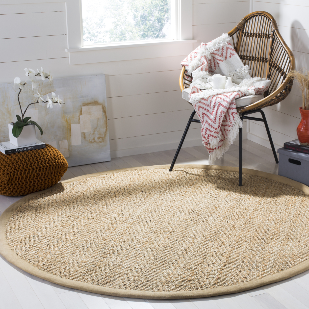SAFAVIEH Natural Fiber Collection NF263A Natural Rug - 8' Round