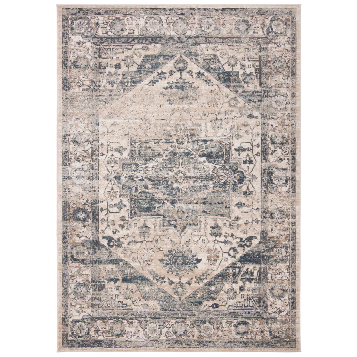 SAFAVIEH Oregon Collection ORE868A Ivory / Blue Rug - 2-2 X 4