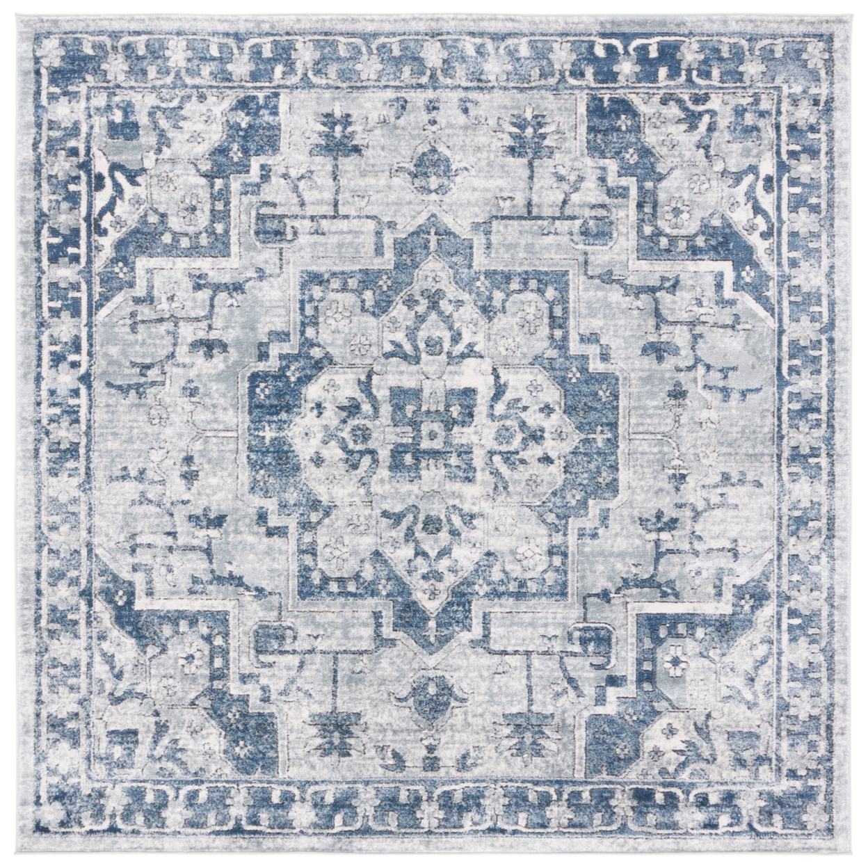 SAFAVIEH Oregon Collection ORE883N Navy / Ivory Rug - 6-7 X 6-7 Square