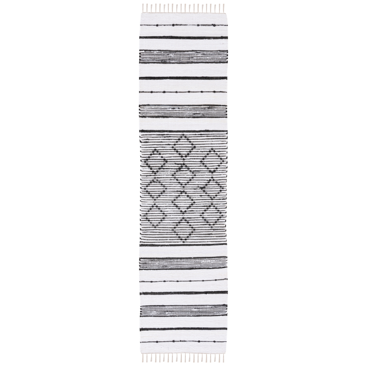 SAFAVIEH Striped Kilim STK203A Ivory / Black Rug - 2' 3 X 9'