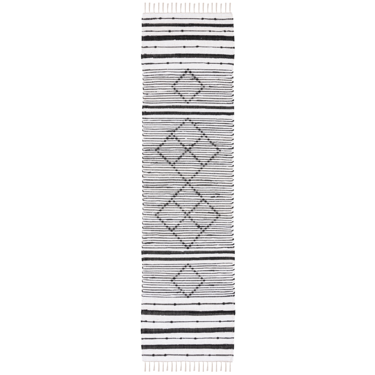 SAFAVIEH Striped Kilim STK204A Ivory / Black Rug - 2' 3 X 9'