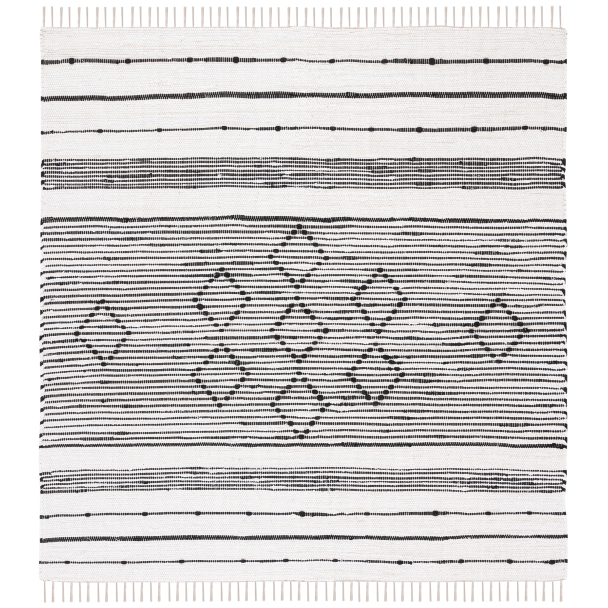 SAFAVIEH Striped Kilim STK203A Ivory / Black Rug - 6' Square