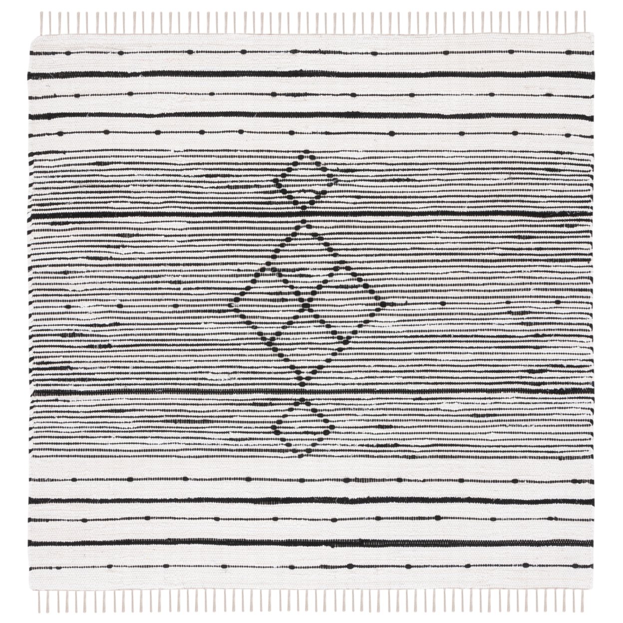 SAFAVIEH Striped Kilim STK204A Ivory / Black Rug - 6' Square