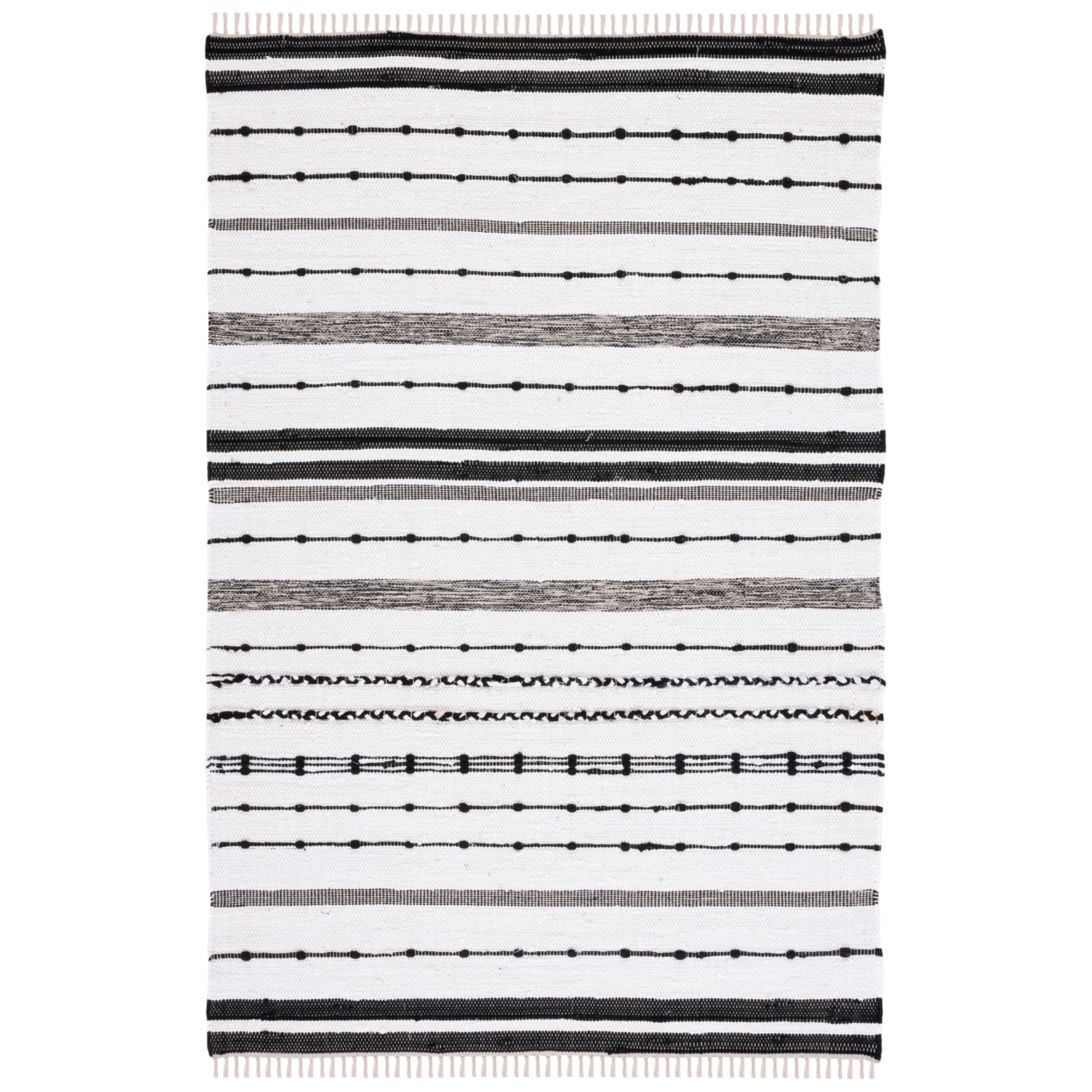 SAFAVIEH Striped Kilim STK201A Ivory / Black Rug - 3' X 5'