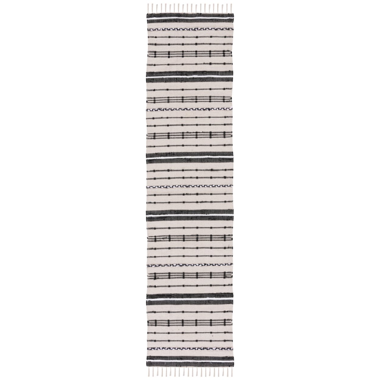 SAFAVIEH Striped Kilim STK206B Beige / Black Rug - 2' 3 X 9'