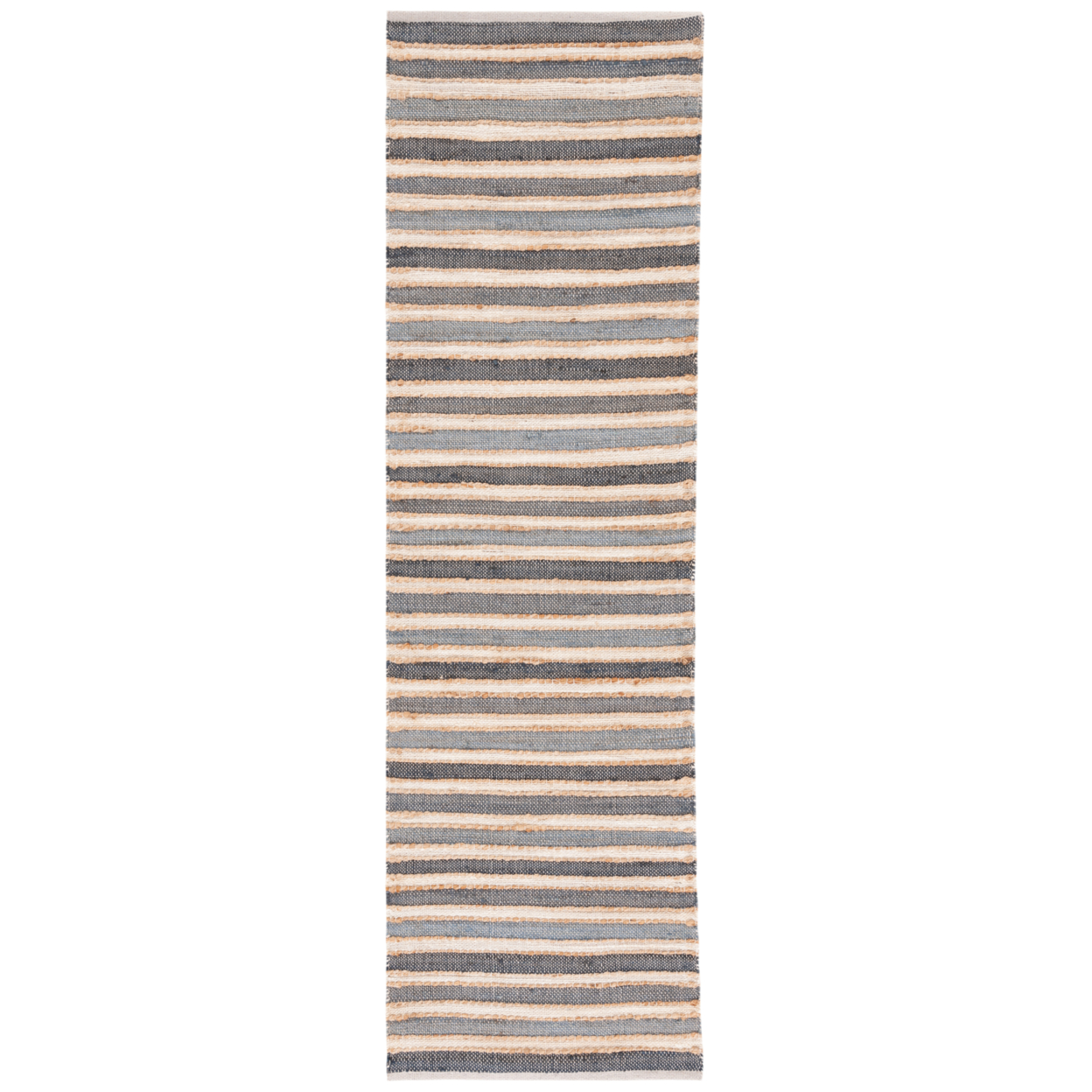 SAFAVIEH Striped Kilim STK318H Charcoal / Ivory Rug - 2' 3 X 8'