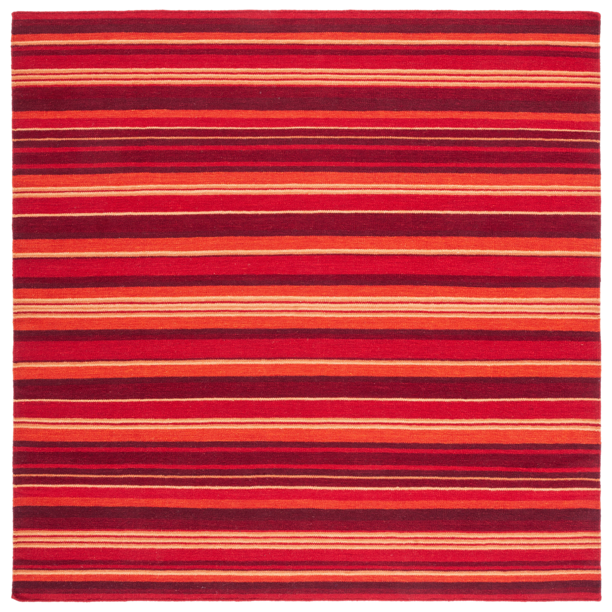 SAFAVIEH Striped Kilim STK601Q Handmade Red Rug - 7' Square
