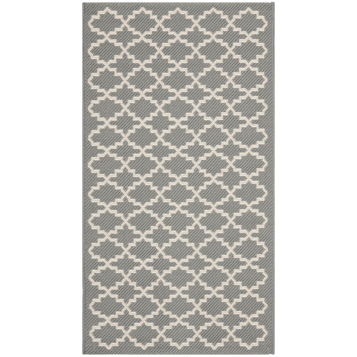 SAFAVIEH Outdoor CY6919-246 Courtyard Anthracite / Beige Rug - 4' Square