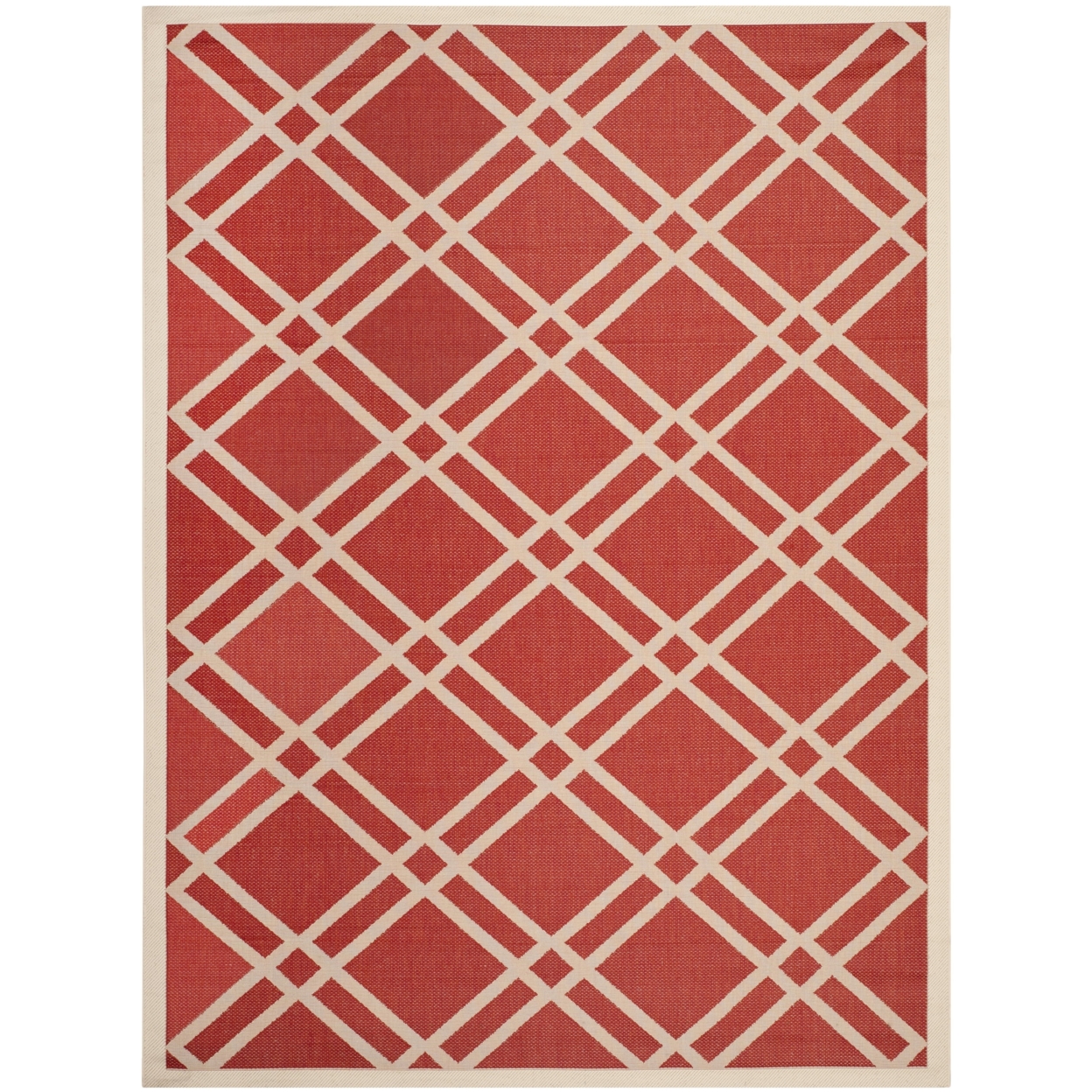 SAFAVIEH Outdoor CY6923-248 Courtyard Collection Red / Bone Rug - 5' 3 X 7' 7