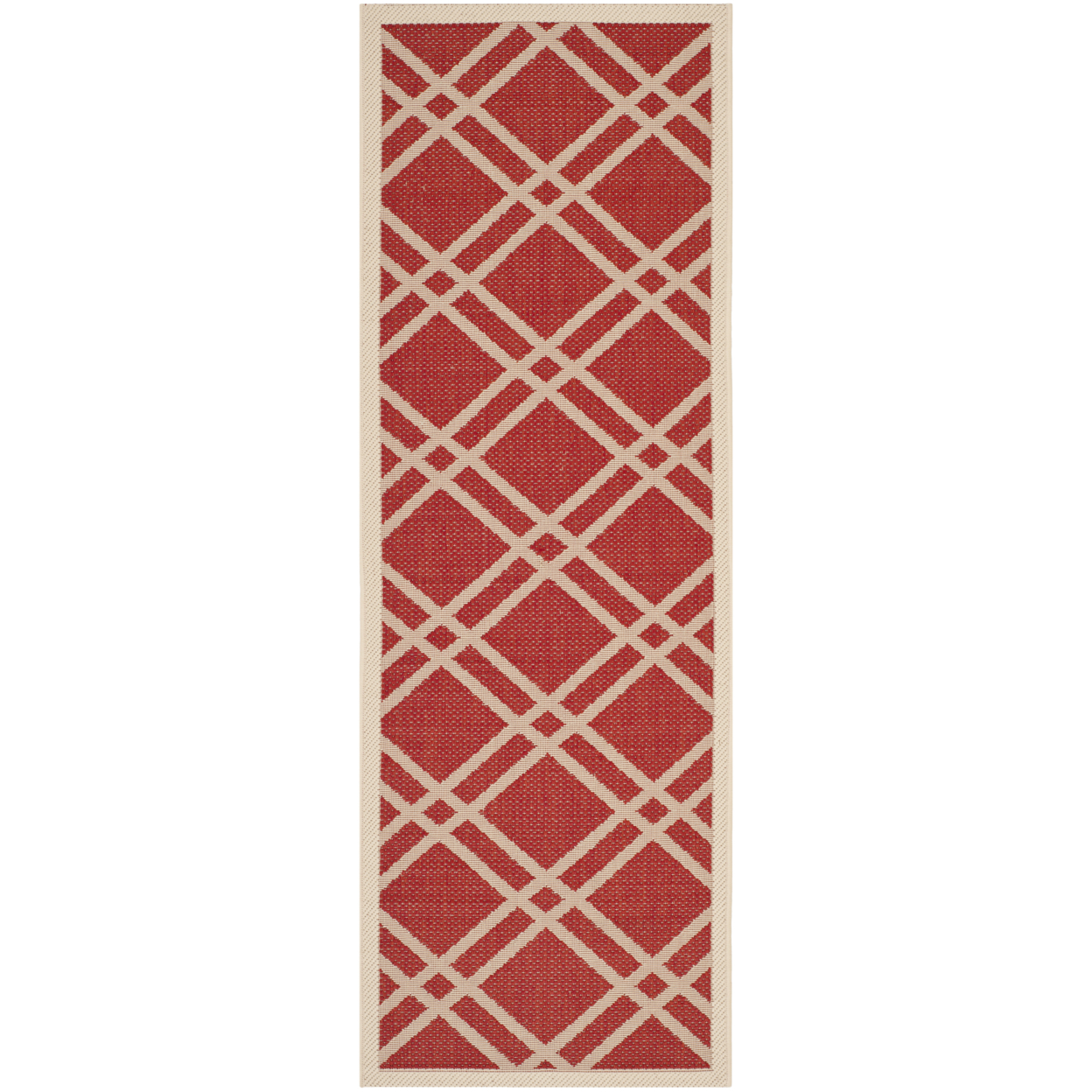 SAFAVIEH Outdoor CY6923-248 Courtyard Collection Red / Bone Rug - 2' 3 X 6' 7