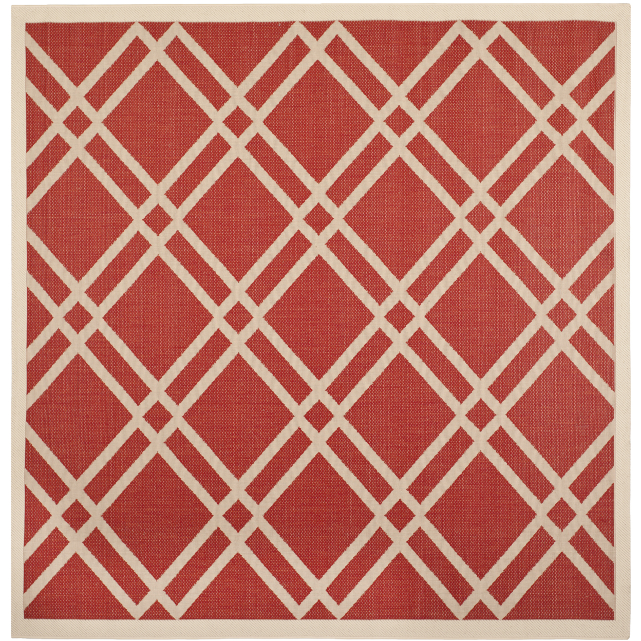 SAFAVIEH Outdoor CY6923-248 Courtyard Collection Red / Bone Rug - 7' 10 Square