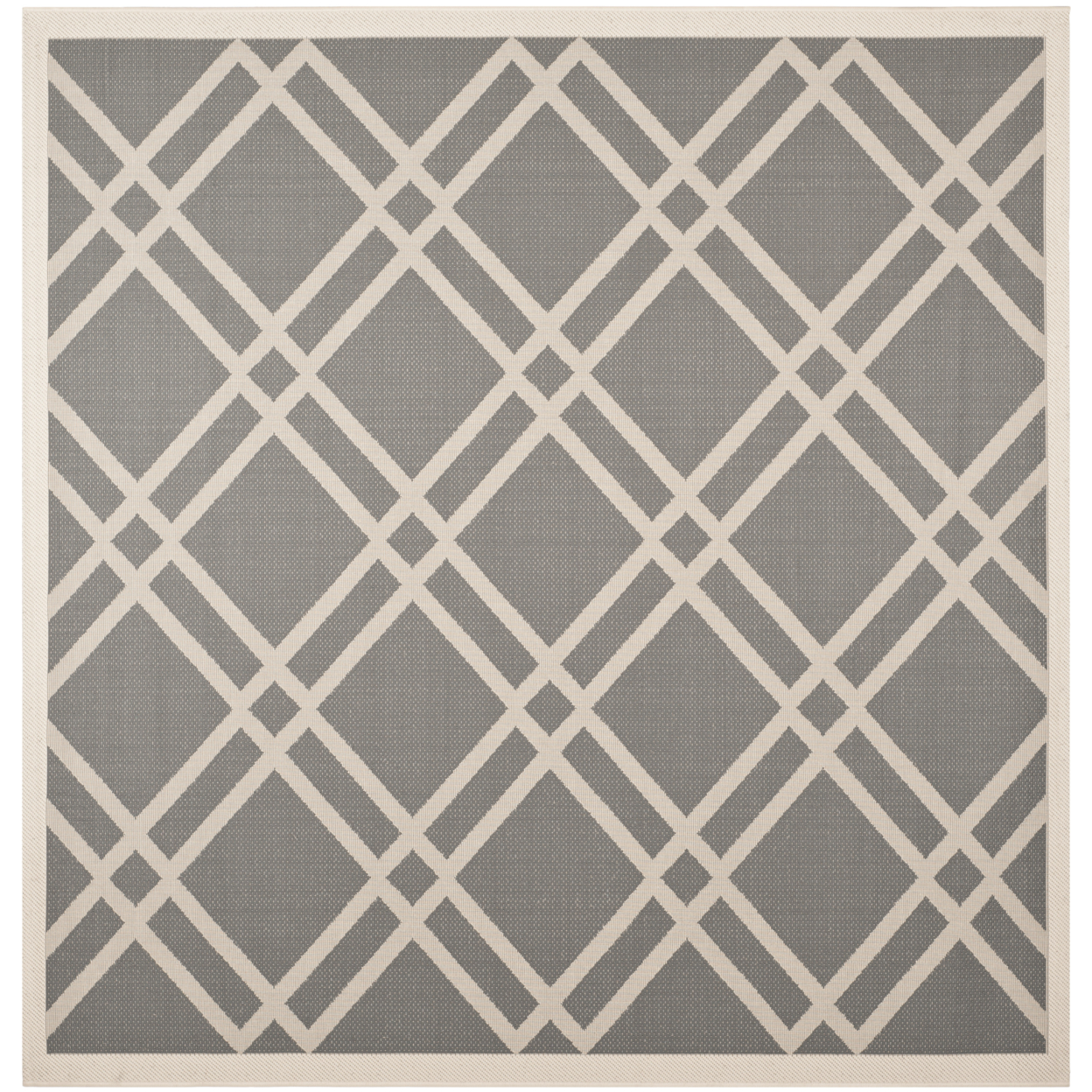 SAFAVIEH Outdoor CY6923-246 Courtyard Anthracite / Beige Rug - 7' 10 Square