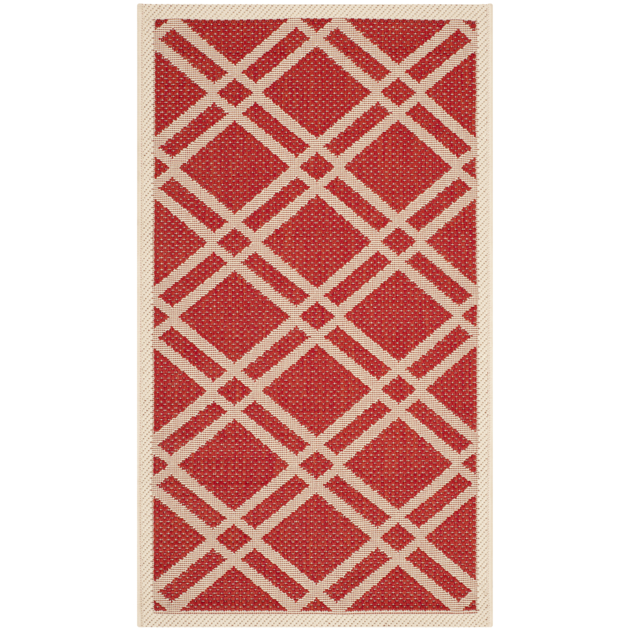 SAFAVIEH Outdoor CY6923-248 Courtyard Collection Red / Bone Rug - 2' X 3' 7
