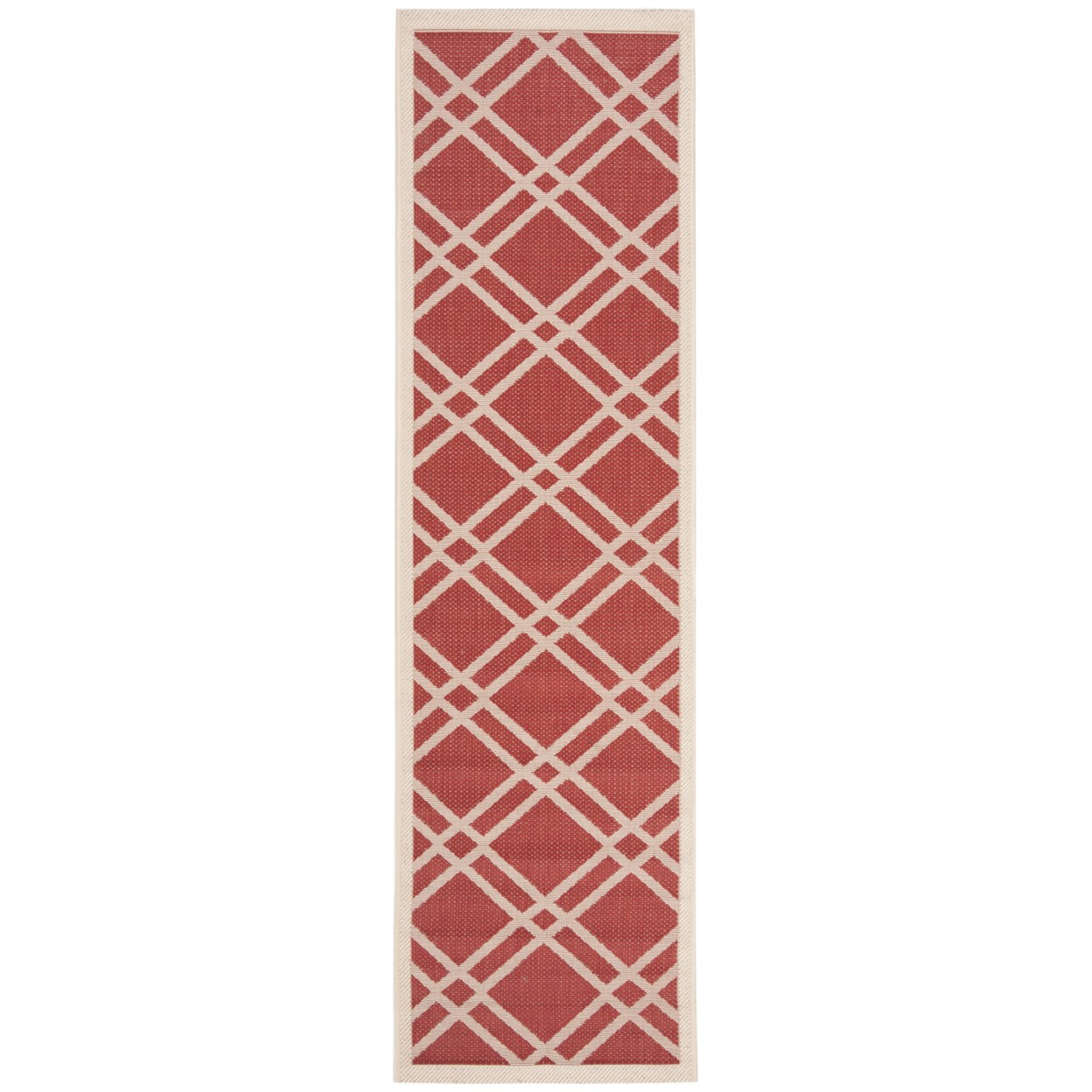 SAFAVIEH Outdoor CY6923-248 Courtyard Collection Red / Bone Rug - 2' 3 X 8'