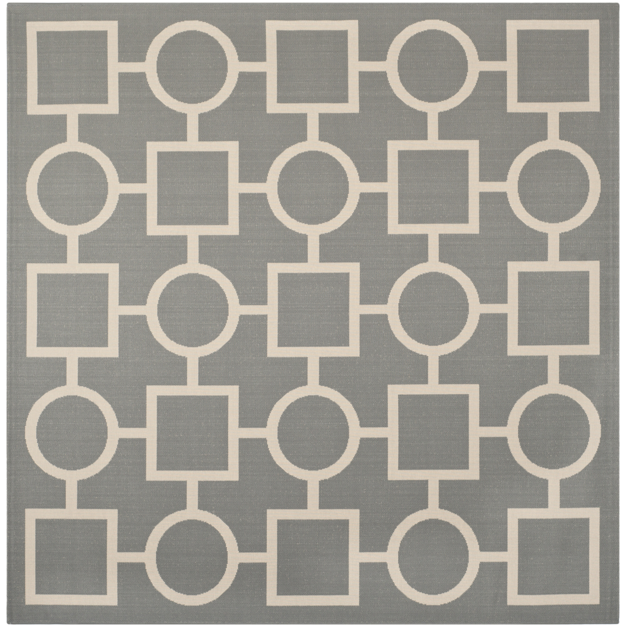 SAFAVIEH Outdoor CY6925-246 Courtyard Anthracite / Beige Rug - 7' 10 Square