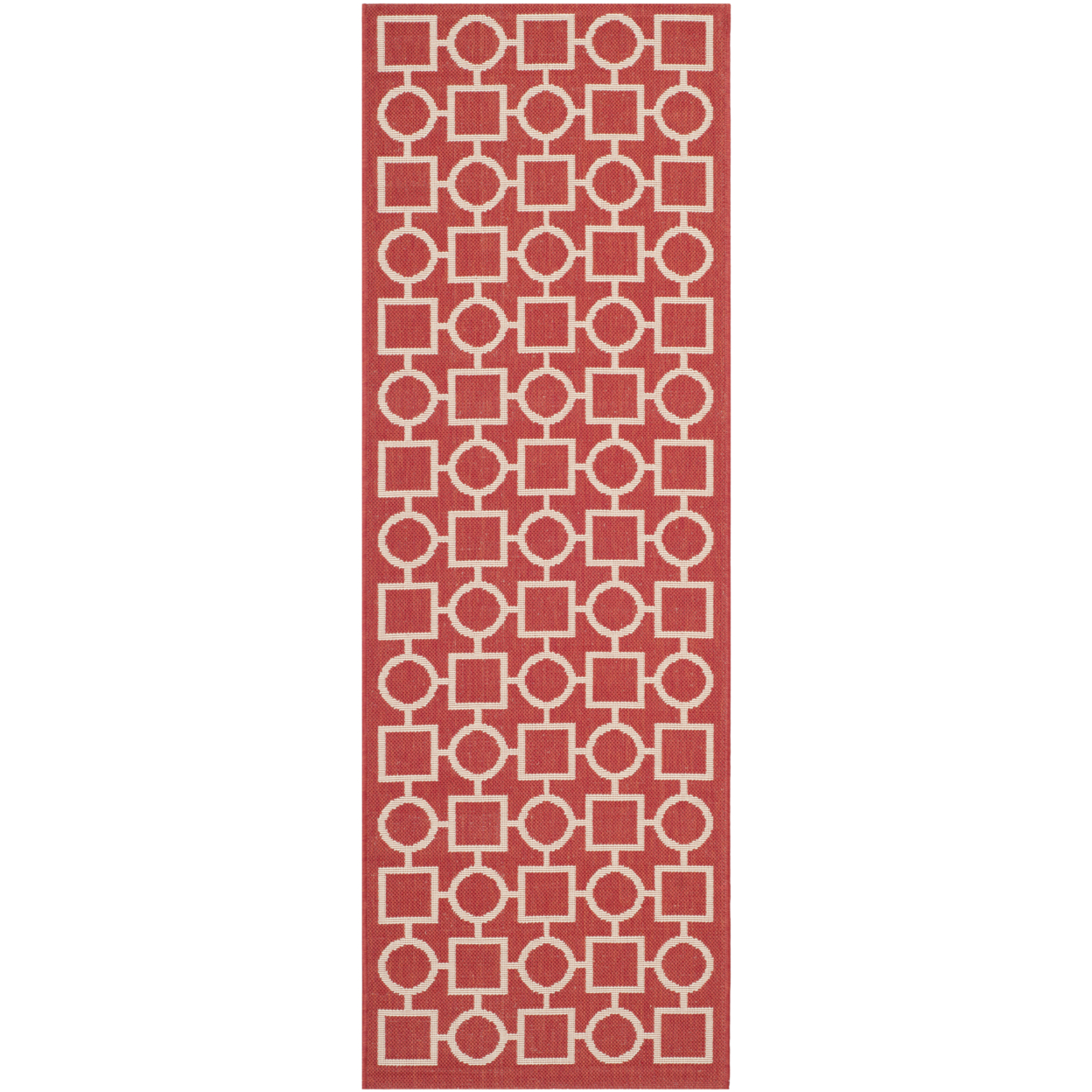 SAFAVIEH Outdoor CY6925-248 Courtyard Collection Red / Bone Rug - 2' 3 X 6' 7