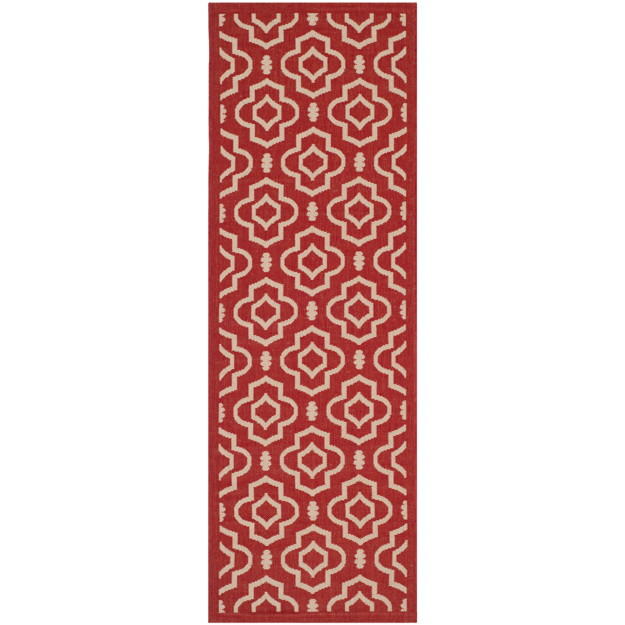 SAFAVIEH Outdoor CY6926-248 Courtyard Collection Red / Bone Rug - 2' 3 X 6' 7