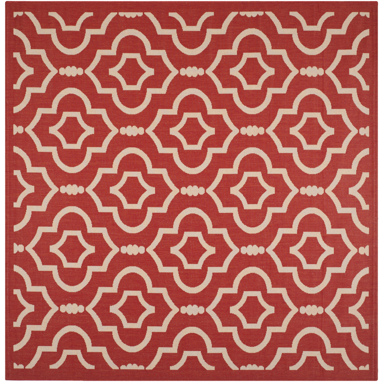SAFAVIEH Outdoor CY6926-248 Courtyard Collection Red / Bone Rug - 7' 10 Square