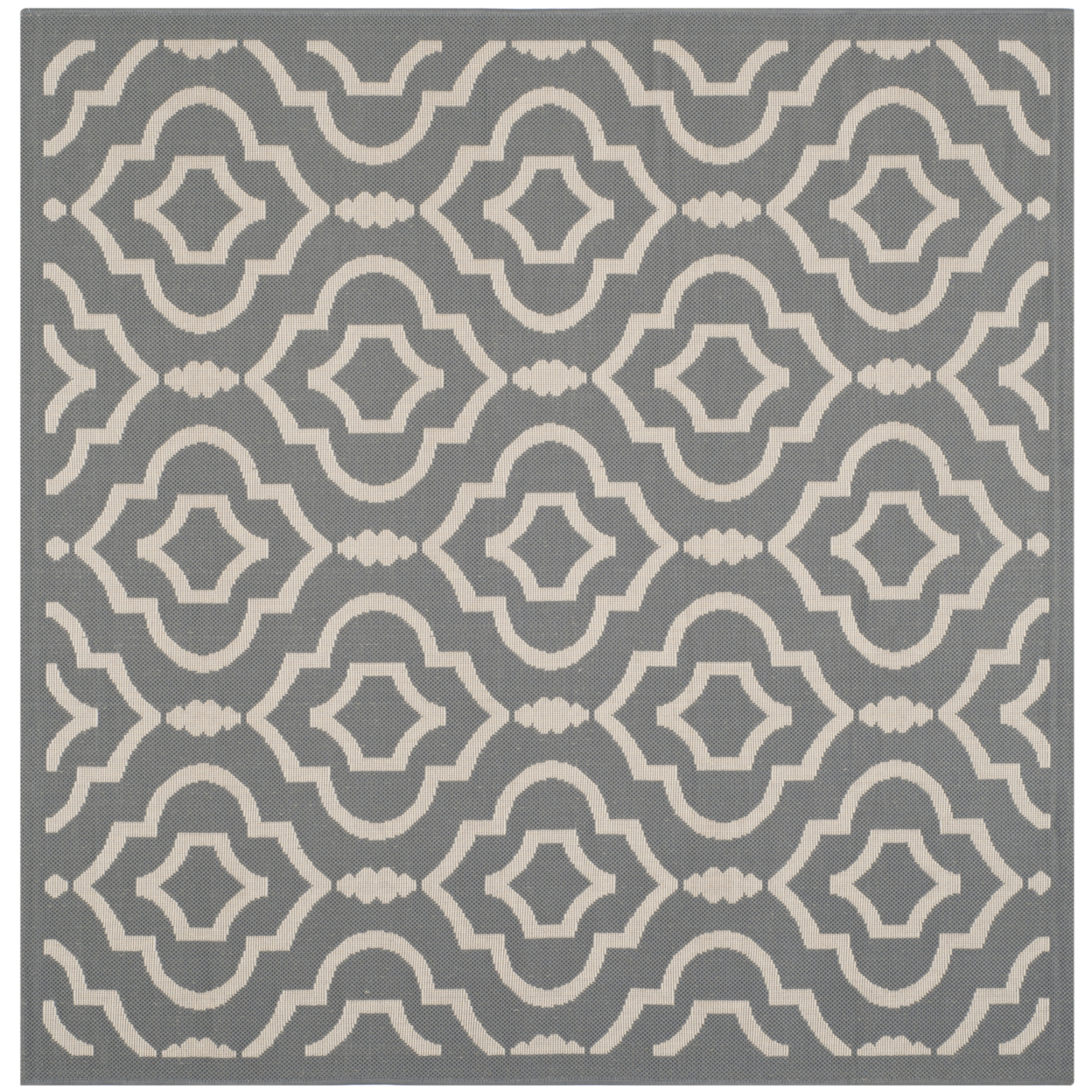 SAFAVIEH Outdoor CY6926-246 Courtyard Anthracite / Beige Rug - 7' 10 Square