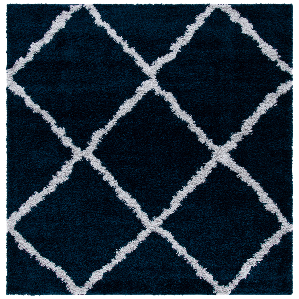 SAFAVIEH August Shag Collection AUG501B Navy / Ivory Rug - 6' 7 Square
