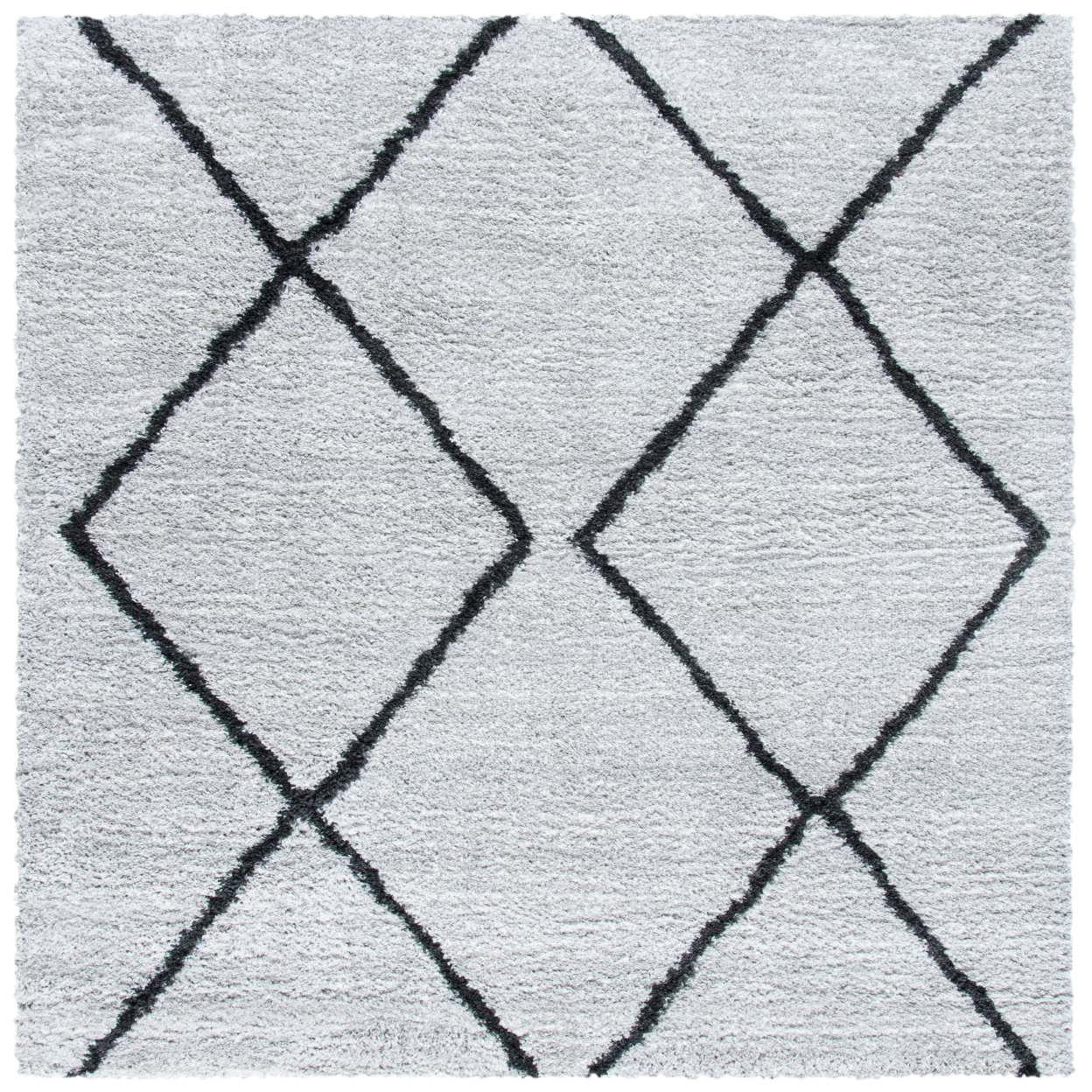SAFAVIEH August Shag Collection AUG572F Ivory / Grey Rug - 6' 7 Square