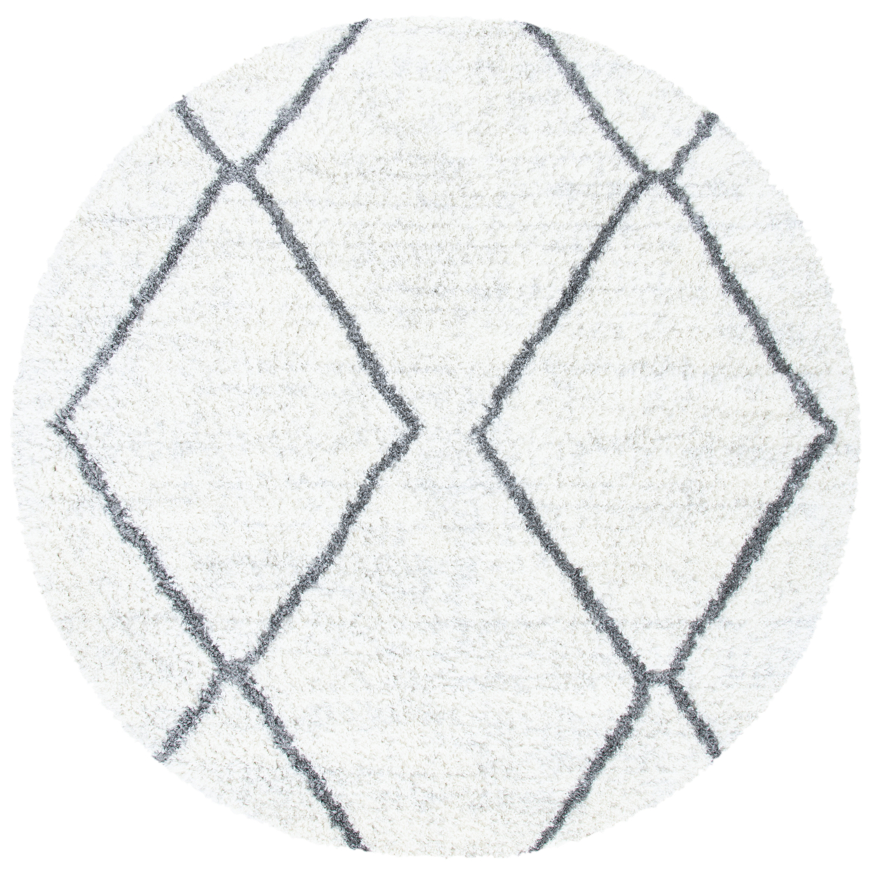 SAFAVIEH August Shag Collection AUG582A Ivory / Grey Rug - 6' 7 Round