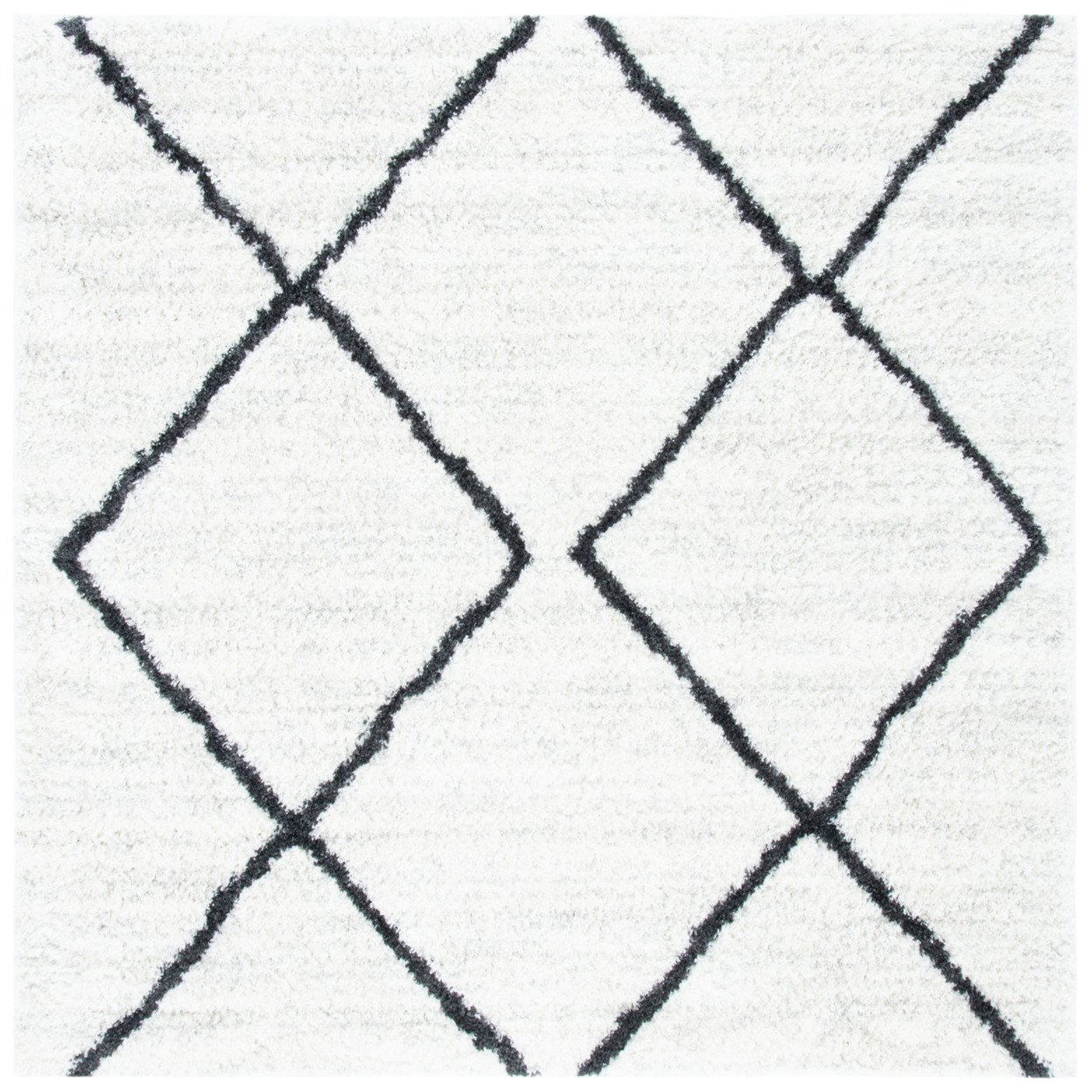 SAFAVIEH August Shag Collection AUG572A Ivory / Black Rug - 6' 7 Square