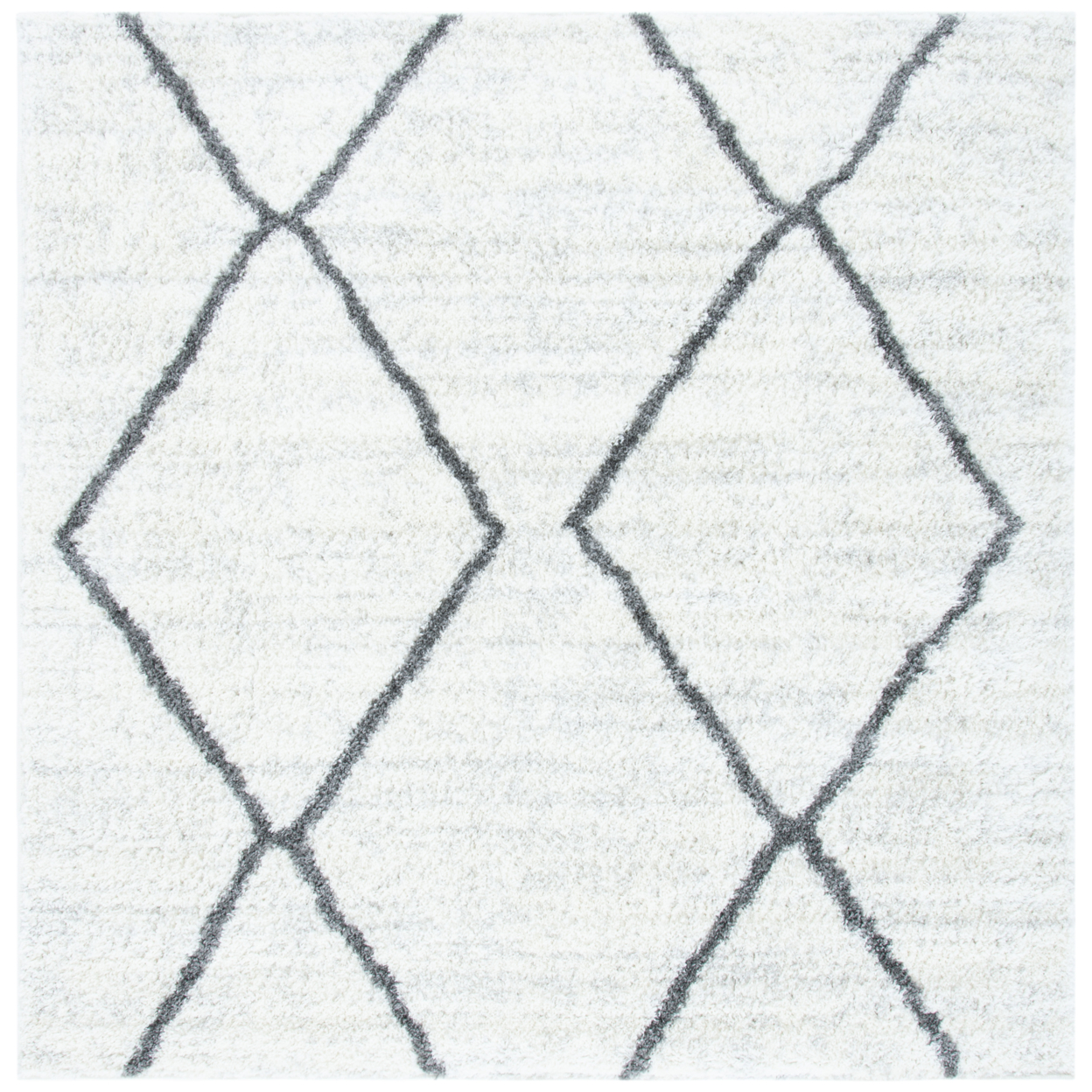 SAFAVIEH August Shag Collection AUG582A Ivory / Grey Rug - 6' 7 Square