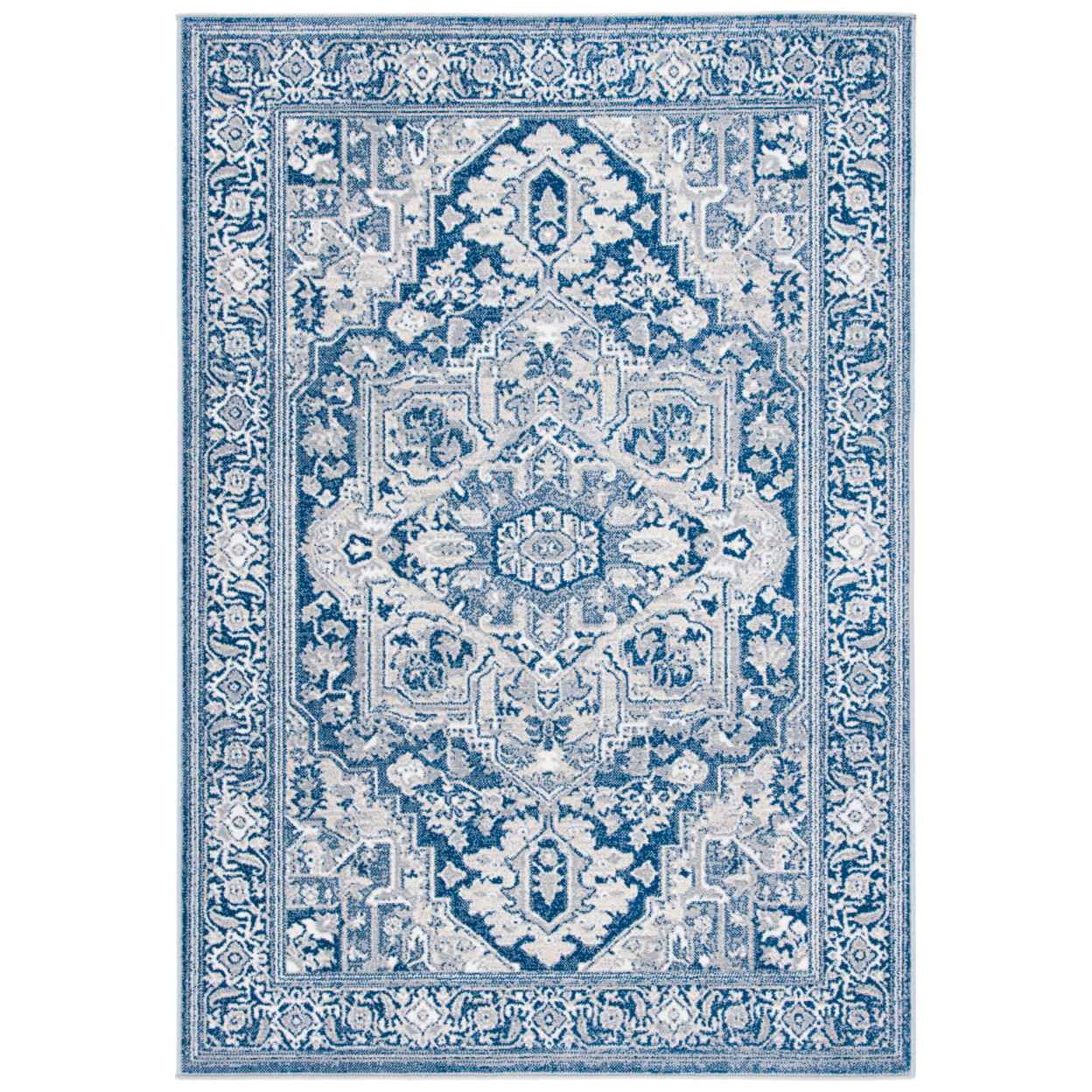 SAFAVIEH Belmont Collection BMT134N Navy / Grey Rug - 6-7 X 6-7 Square