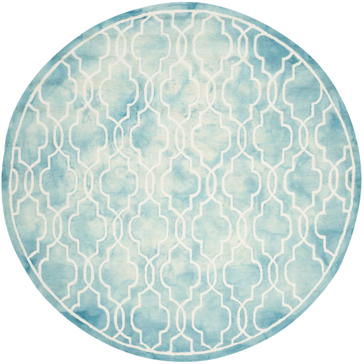 SAFAVIEH Dip Dye DDY539D Handmade Turquoise / Ivory Rug - 7' Round