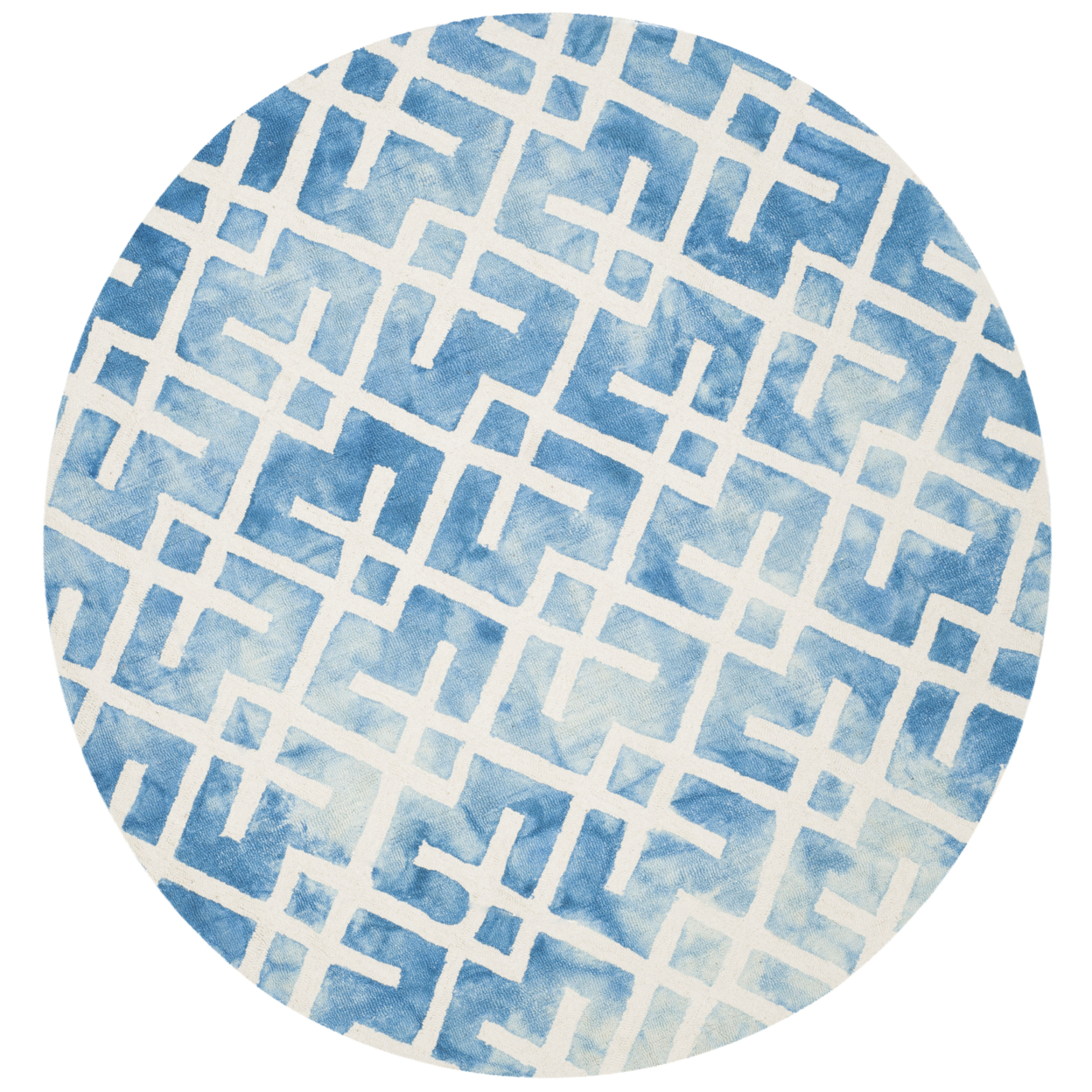 SAFAVIEH Dip Dye DDY677G Handmade Blue / Ivory Rug - 7' Round