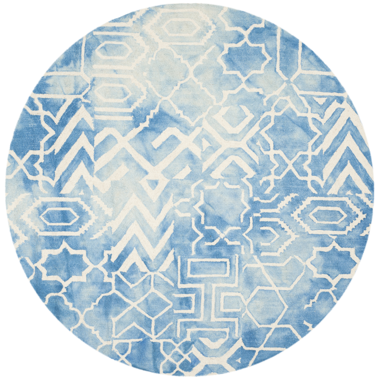 SAFAVIEH Dip Dye DDY678G Handmade Blue / Ivory Rug - 7' Round