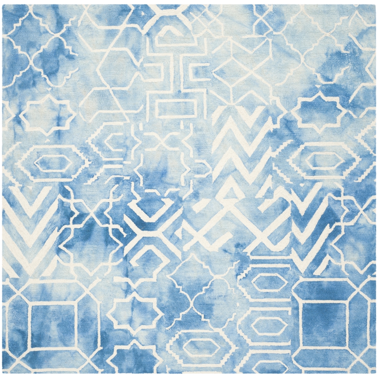 SAFAVIEH Dip Dye DDY678G Handmade Blue / Ivory Rug - 5' Square