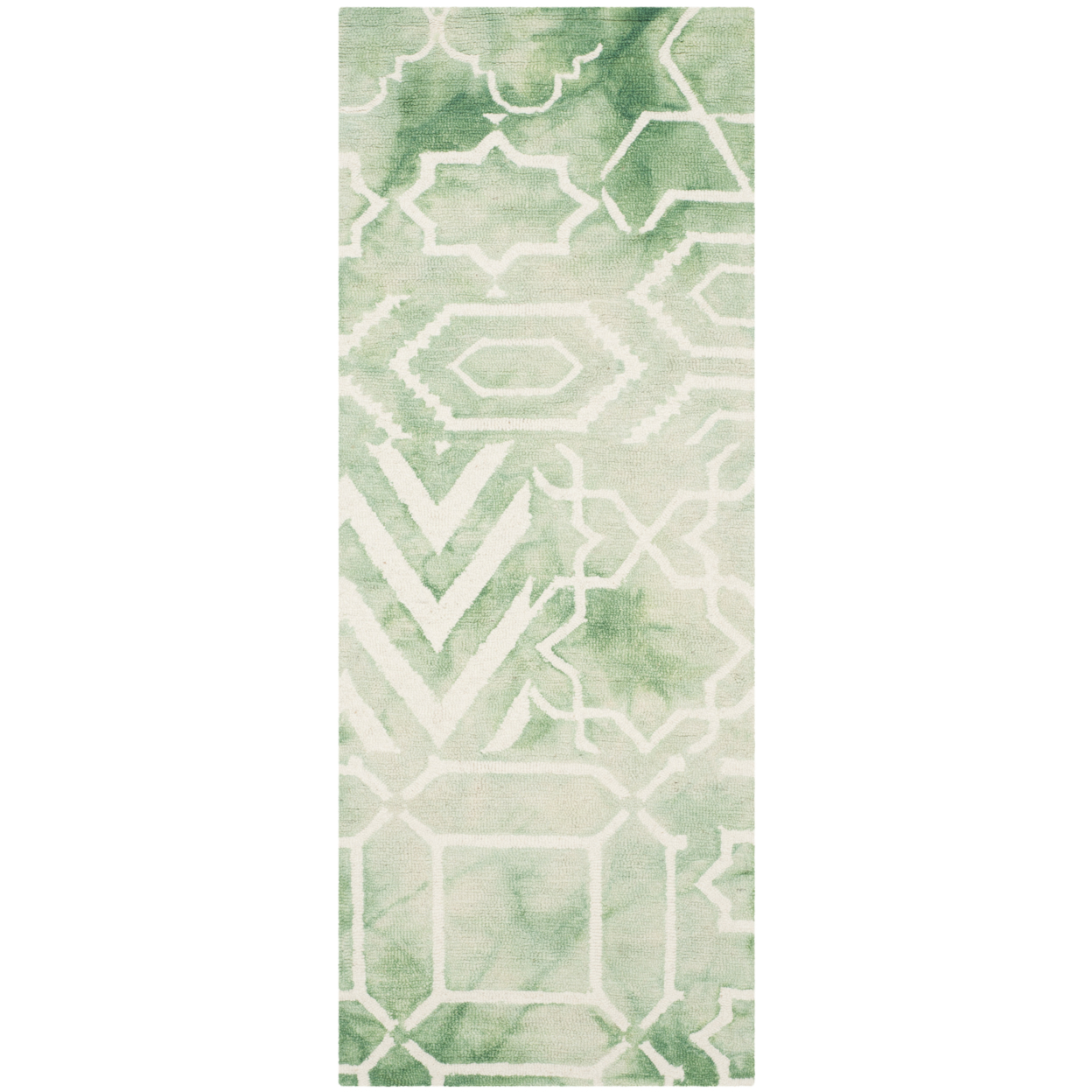 SAFAVIEH Dip Dye DDY678Q Handmade Green / Ivory Rug - 2' 3 X 10'