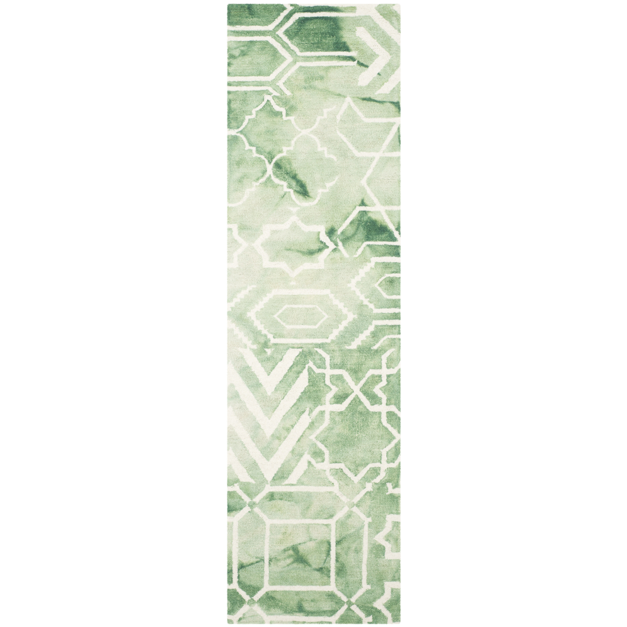 SAFAVIEH Dip Dye DDY678Q Handmade Green / Ivory Rug - 2' 3 X 8'